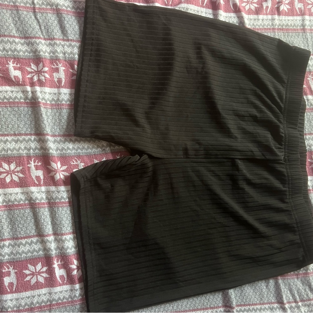 black Ribbed biker shorts